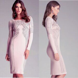 Bebe M Pink Bodycon Dress | Y2K Sexy Studded Evening, Cocktail, Wedding $298